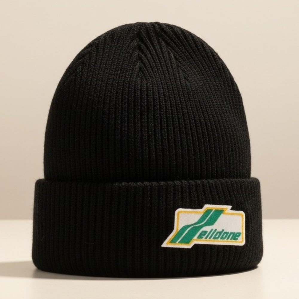 We11done‎ Mirror Logo Ribbed Beanie - Black - One Size - NIB